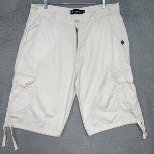 Akademiks Cargo Shorts Men's Sz 38(36) x‎ 12 Beige Pull On Side Drawstring Baggy